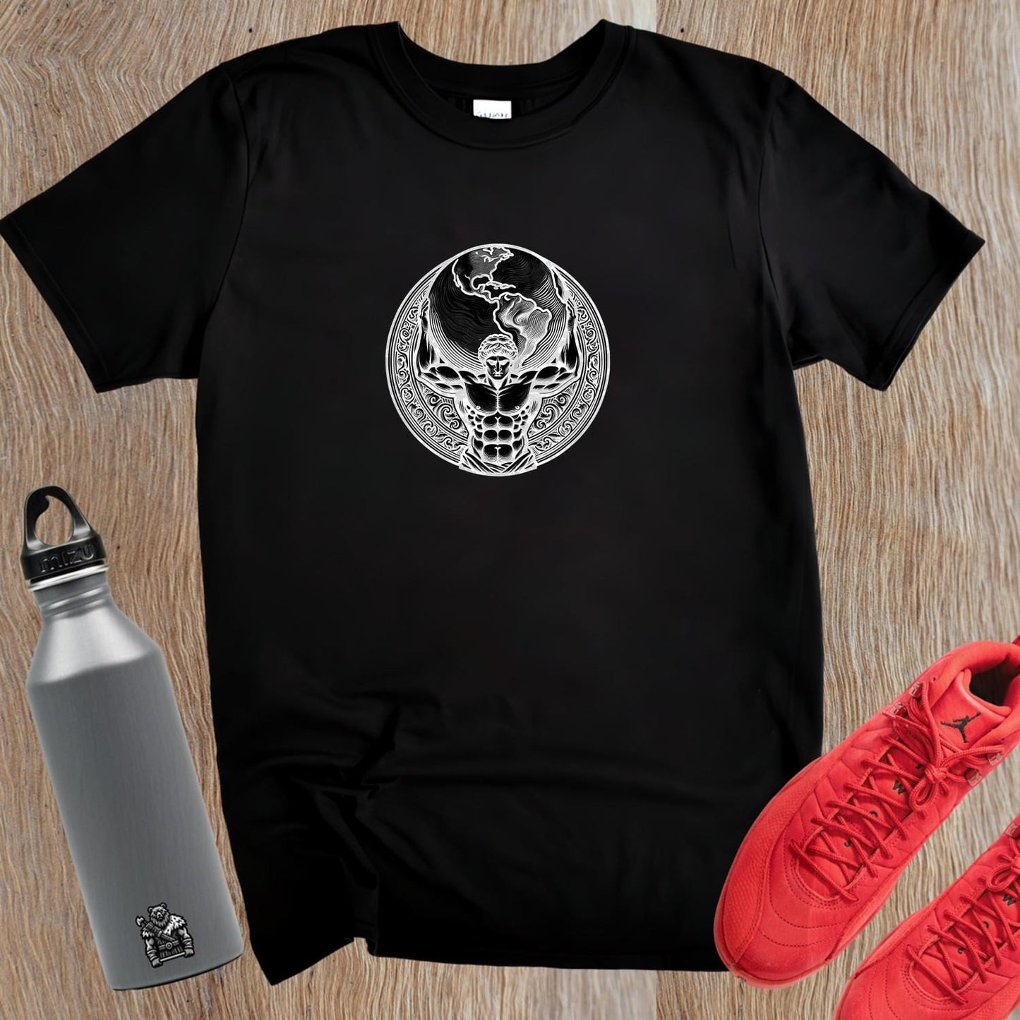 "Gym T-shirt showcasing a bold design that symbolizes strength and resilience, ideal for workouts or casual wear, empowering fitness goals."