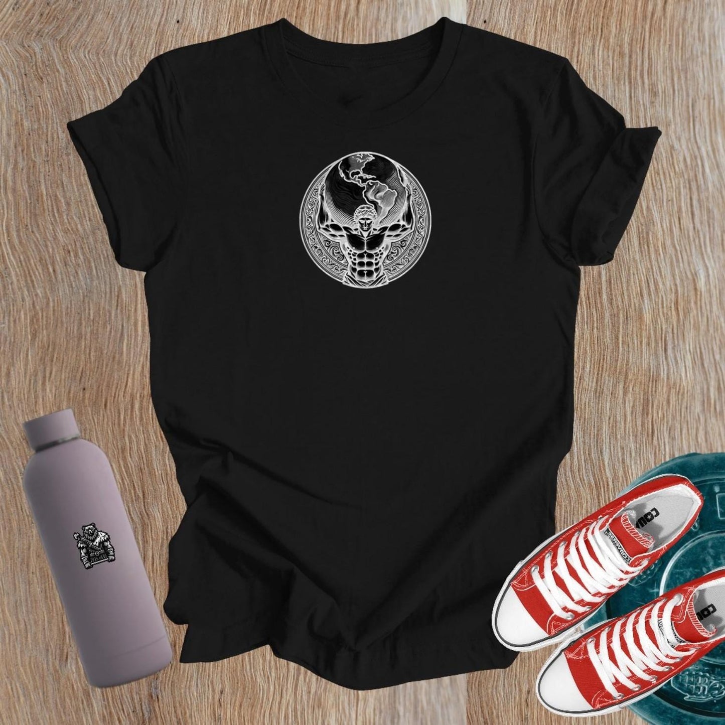 "Empowering women's gym T-shirt featuring a bold graphic symbolizing strength and resilience, perfect for fitness enthusiasts."
