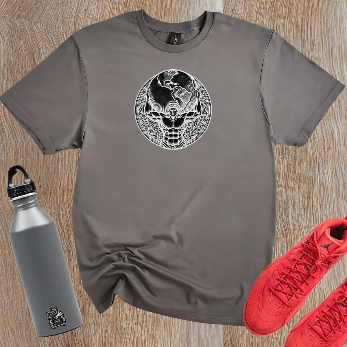 "Gym T-shirt showcasing a bold design that symbolizes strength and resilience, ideal for workouts or casual wear, empowering fitness goals."
