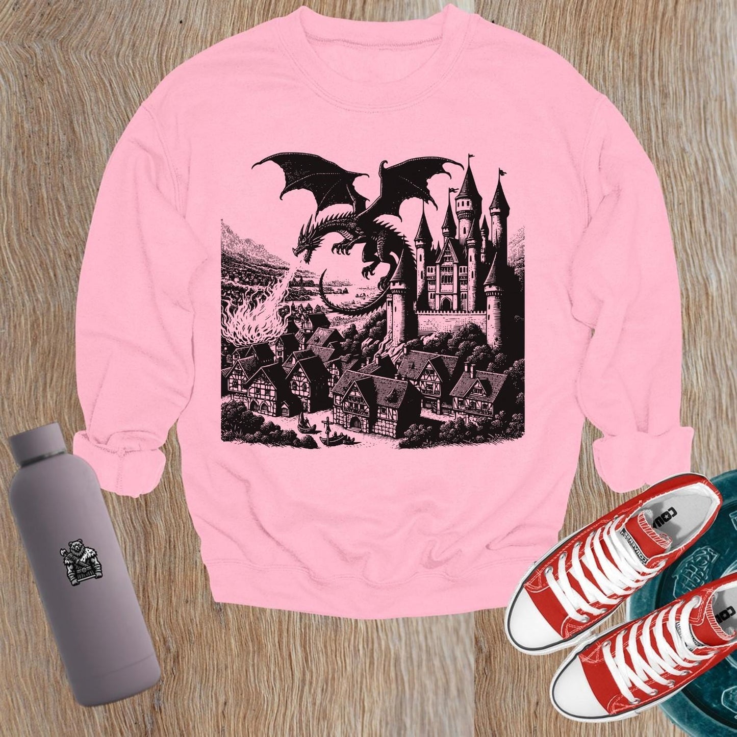 "Stylish gym sweatshirt featuring a bold graphic design that embodies strength and motivation, perfect for workouts or casual wear."