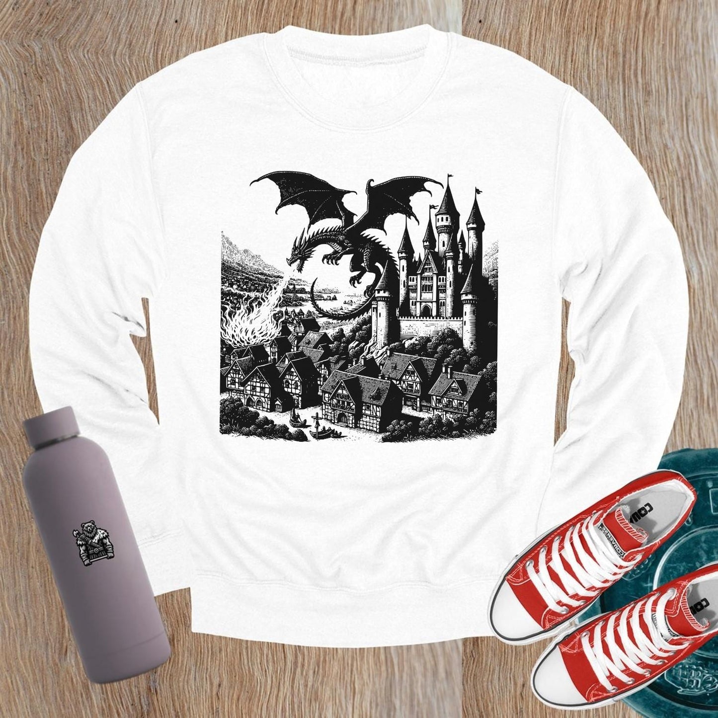 "Stylish gym sweatshirt featuring a bold graphic design that embodies strength and motivation, perfect for workouts or casual wear."