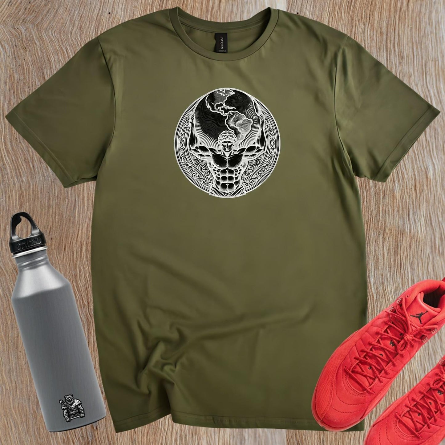"Gym T-shirt showcasing a bold design that symbolizes strength and resilience, ideal for workouts or casual wear, empowering fitness goals."