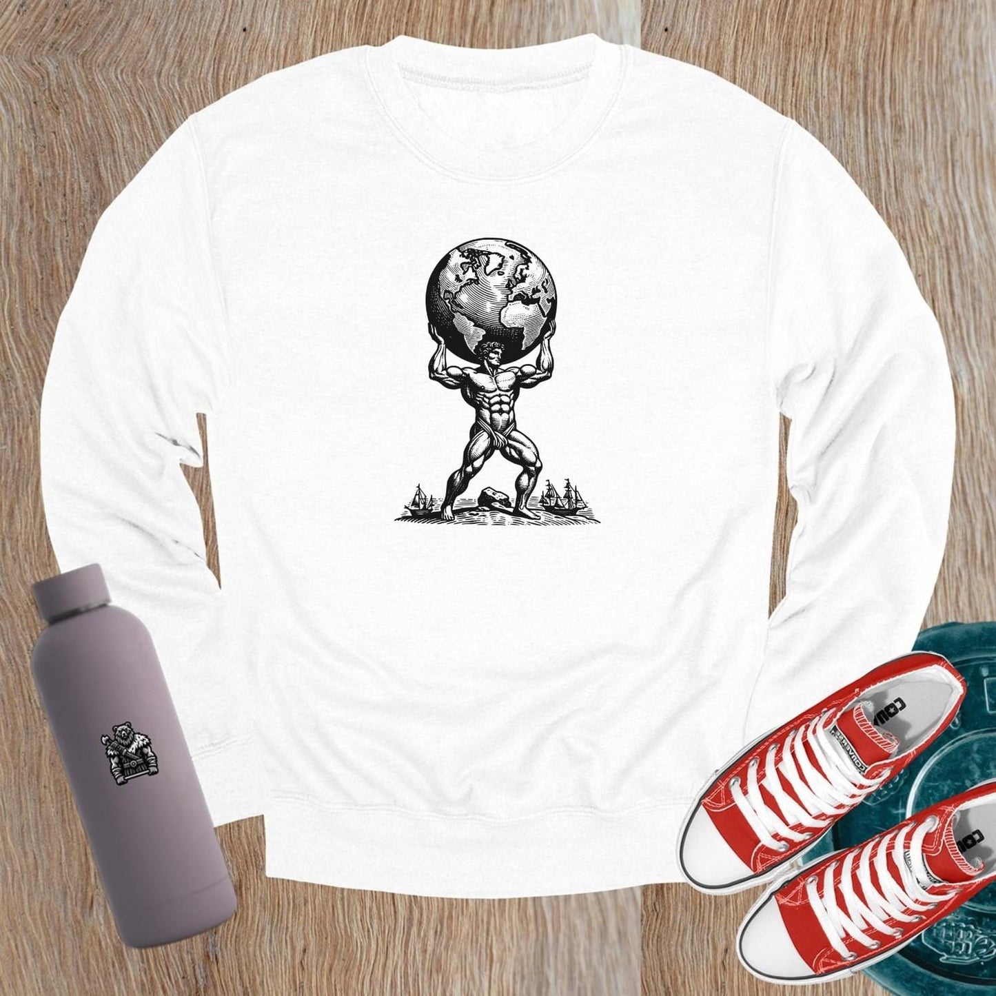 "Men's gym sweatshirt featuring an inspiring strength graphic, designed for comfort and style during workouts or casual wear."