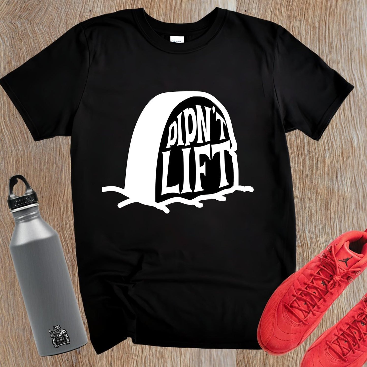 Alt text: "Men's 'Didn't Lift' gym t-shirt featuring a playful design, perfect for fitness enthusiasts who value hard work and humor."