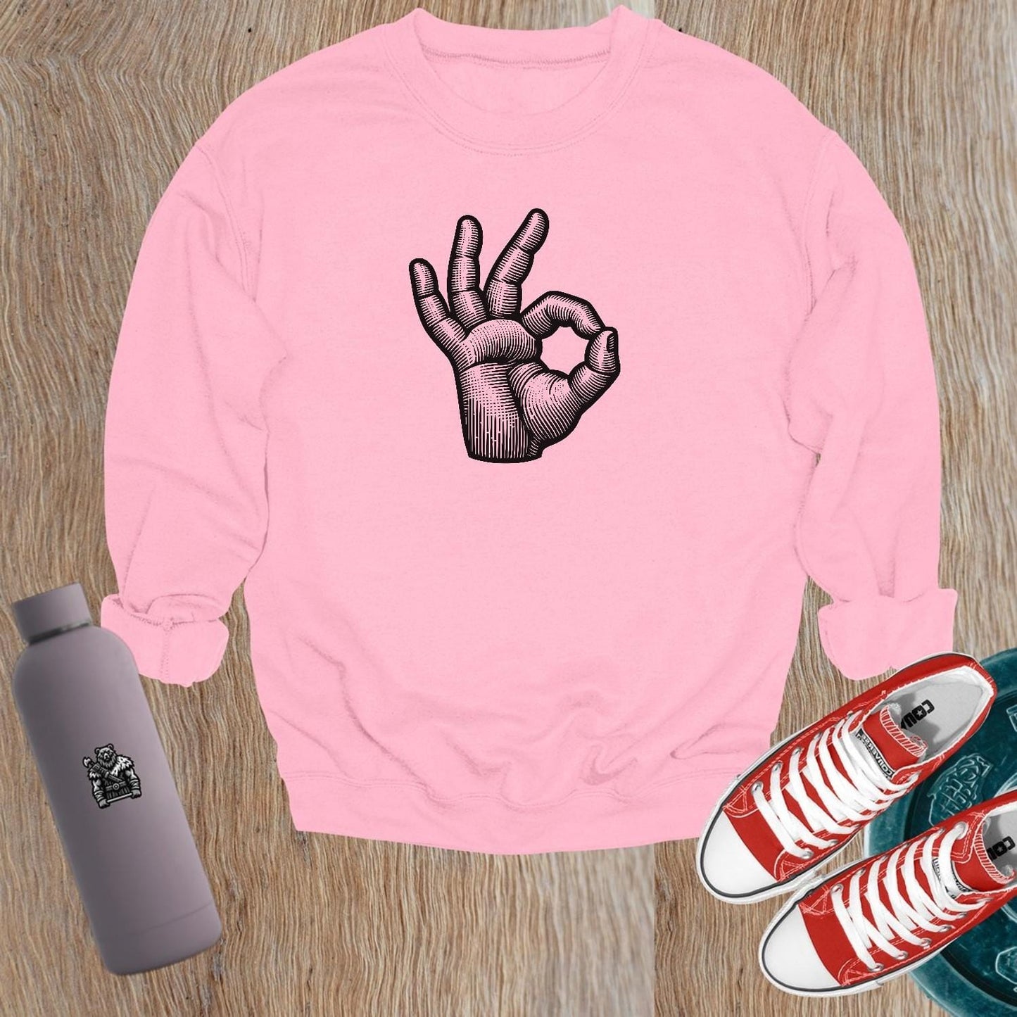 "Graphic gym crewneck sweatshirt for active lifestyle, featuring bold design, relaxed fit, and perfect for workouts or casual wear."