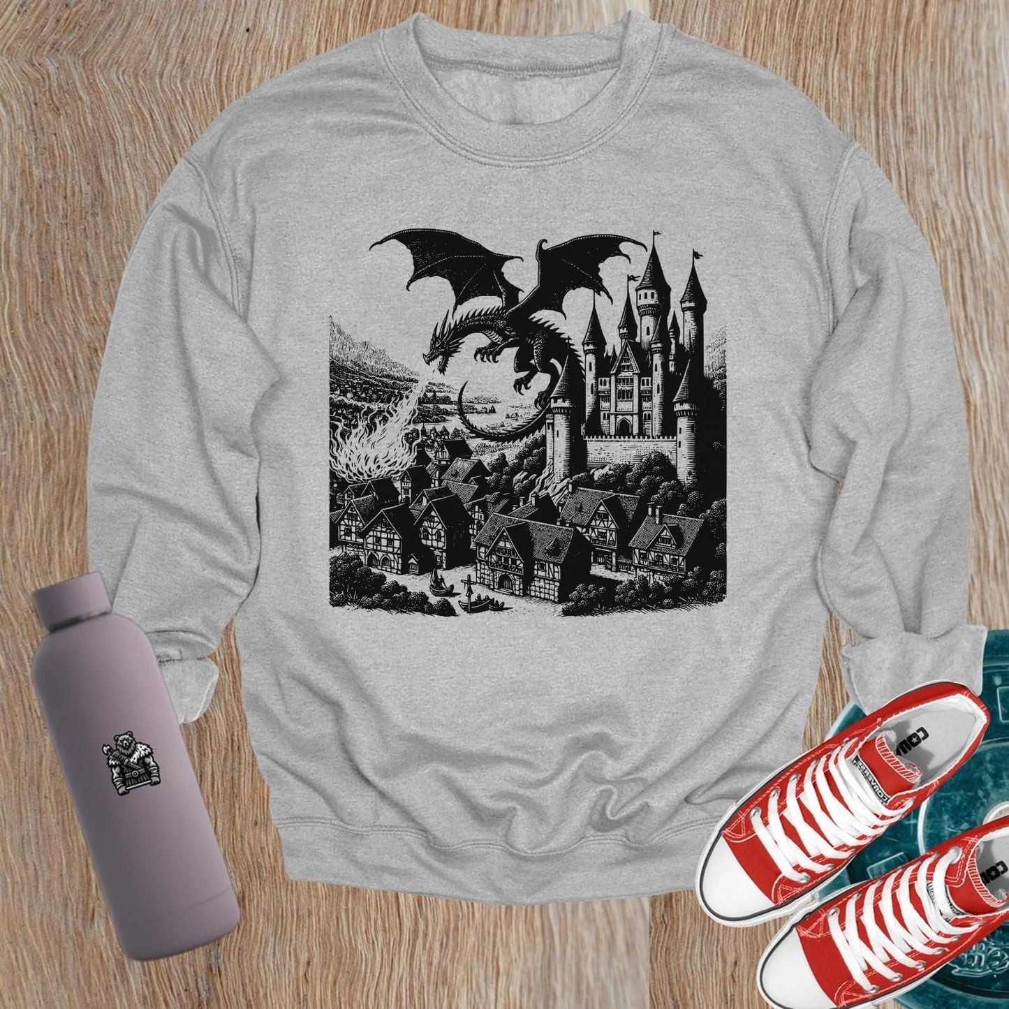 "Stylish gym sweatshirt featuring a bold graphic design that embodies strength and motivation, perfect for workouts or casual wear."
