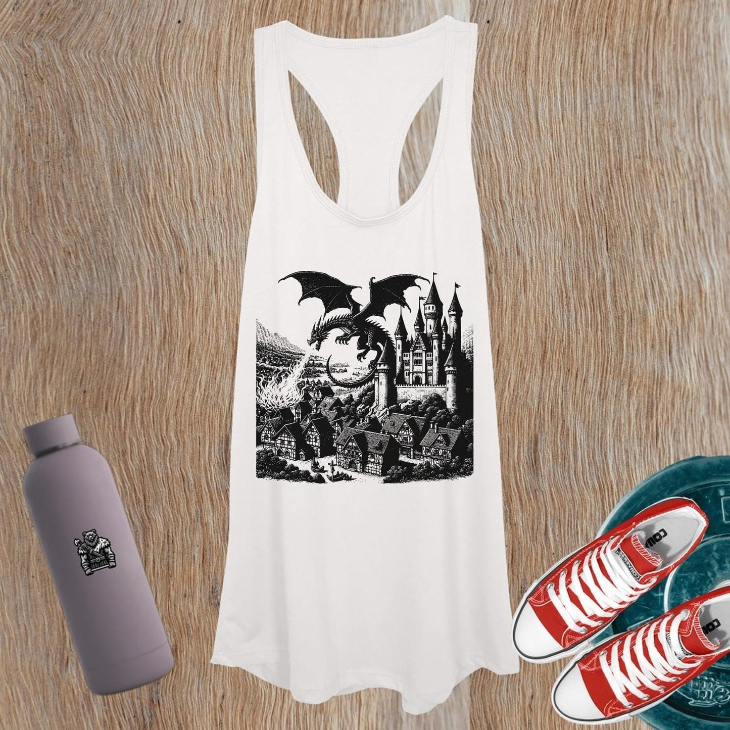 "Stylish women's gym tank top featuring a bold empowering graphic, designed for comfort and movement, ideal for workouts or casual wear."