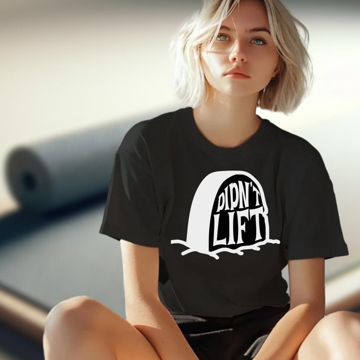 Alt text: "Men's 'Didn't Lift' gym t-shirt featuring a playful design, perfect for fitness enthusiasts who value hard work and humor."