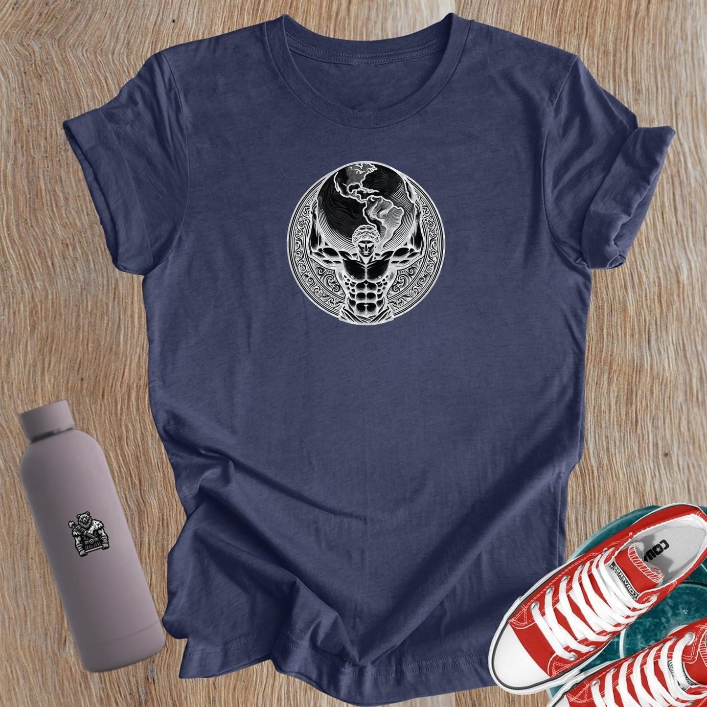 "Empowering women's gym T-shirt featuring a bold graphic symbolizing strength and resilience, perfect for fitness enthusiasts."