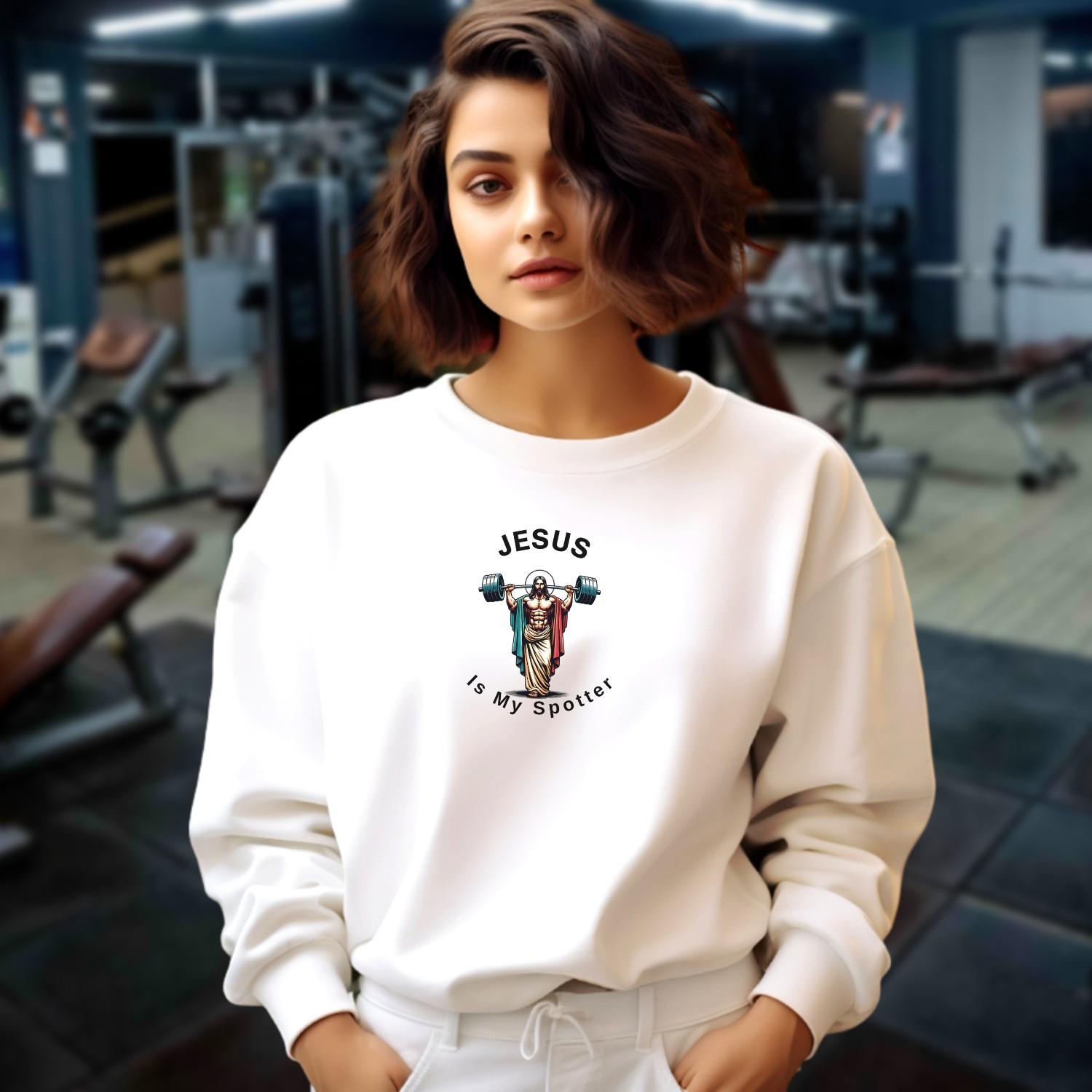 "Bold gym crewneck sweatshirt showcasing a striking design blending strength and style, perfect for workouts or casual wear."
