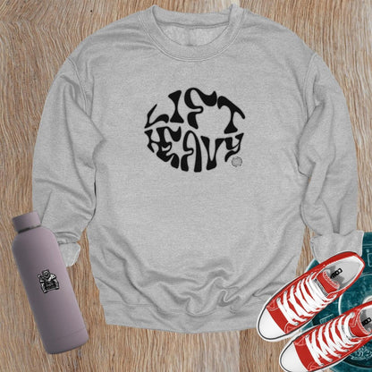 "Stylish gym crewneck sweatshirt with bold graphic design, perfect for workouts and casual outings, showcasing fitness motivation."