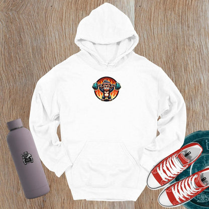 Alt text: "Vibrant gym hoodie featuring a fierce lifting monkey design, ideal for workouts and casual wear, embodying motivation and fitness."
