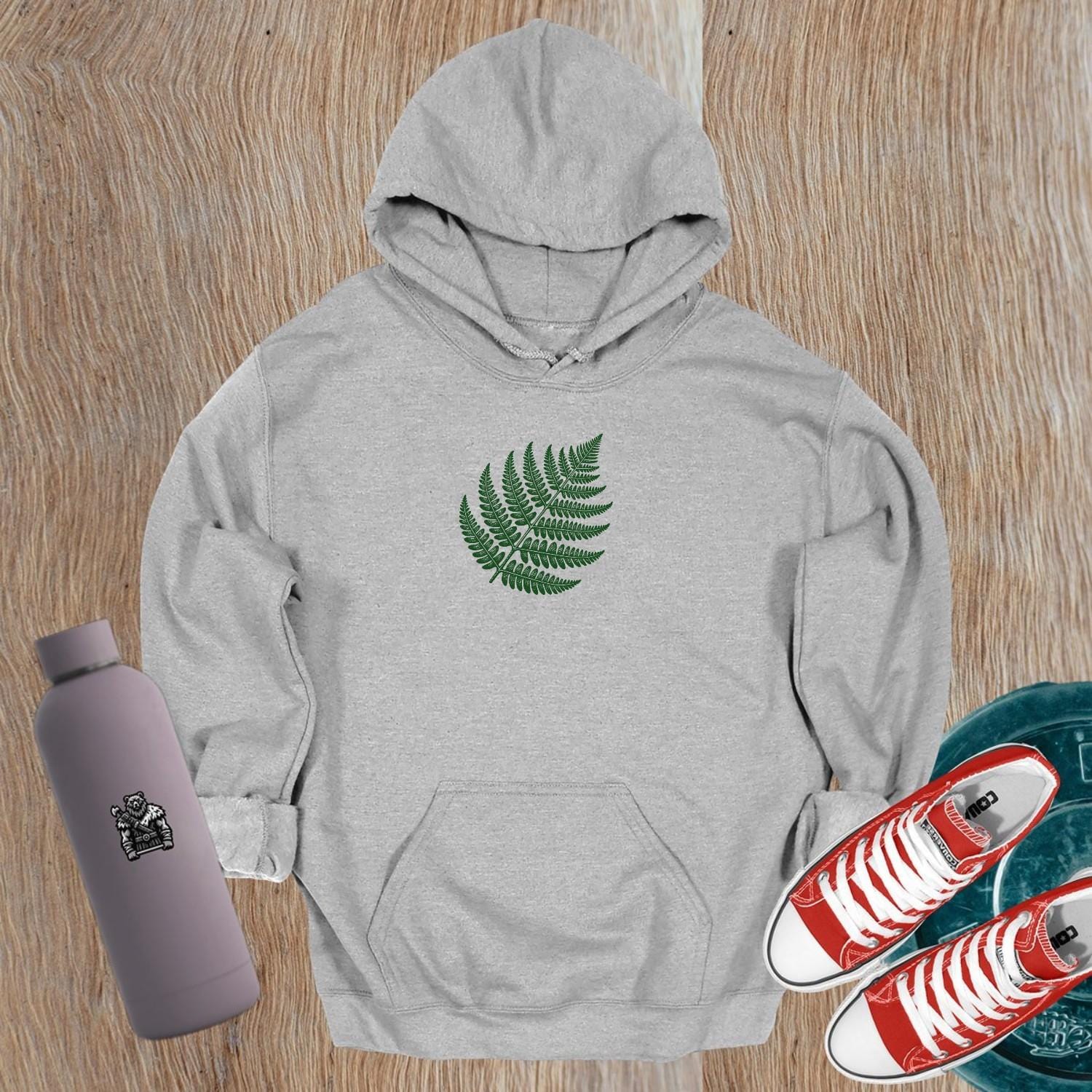 "Fern Graphic Hoodie for active lifestyle, showcasing a vibrant fern design, perfect for gym workouts or casual outings in style."