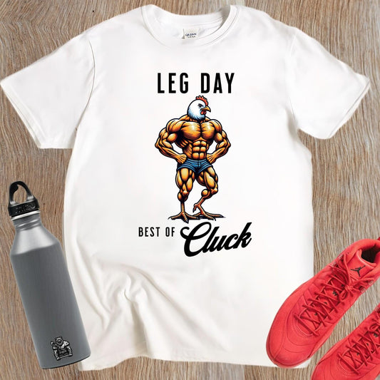 "Bold gym T-shirt featuring a unique muscular chicken design, perfect for fitness enthusiasts. Ideal for workouts, weightlifting, and cardio."