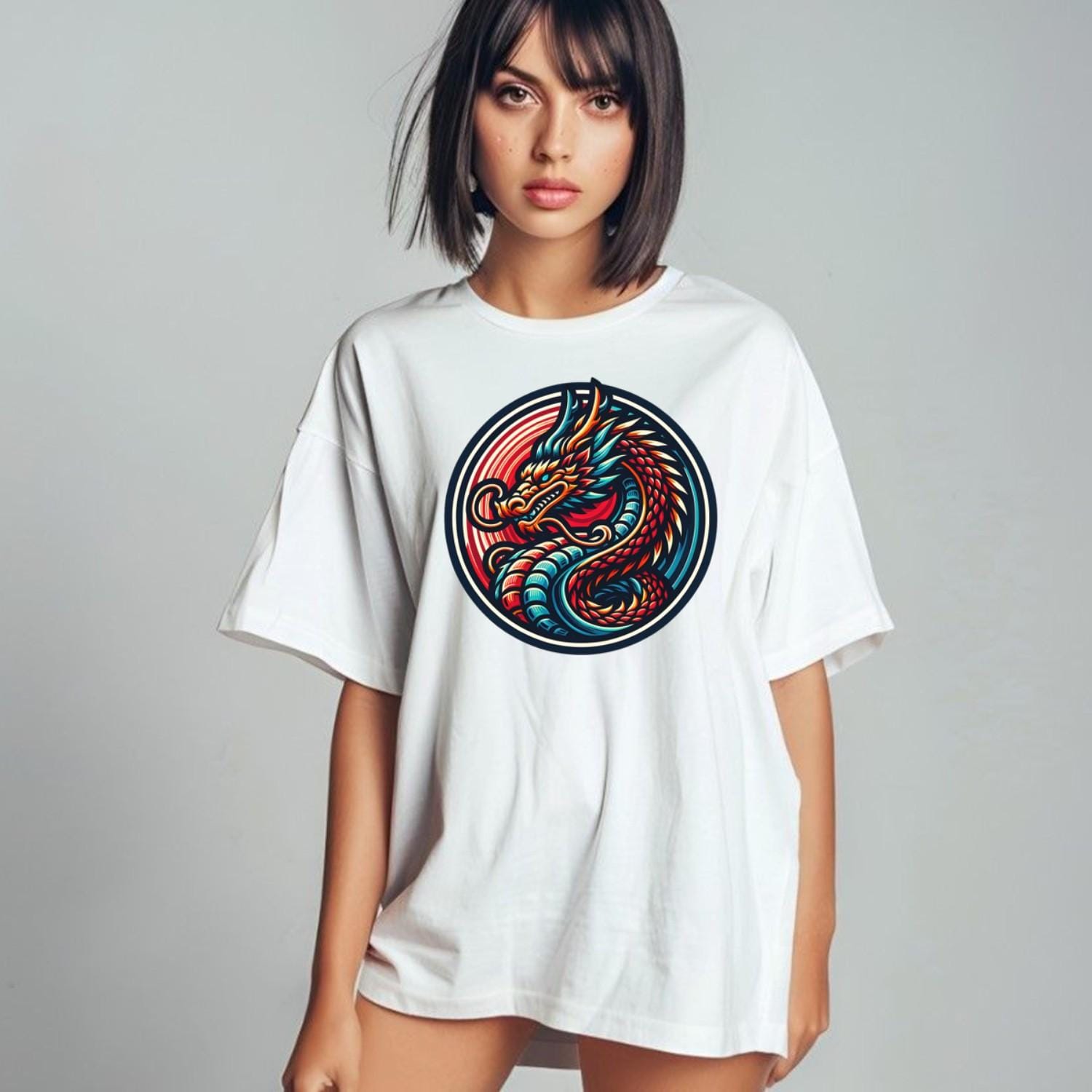 "Vibrant Dragon Gym T-Shirt featuring a fierce dragon graphic, symbolizing power and resilience for fitness enthusiasts. Bold workout apparel."