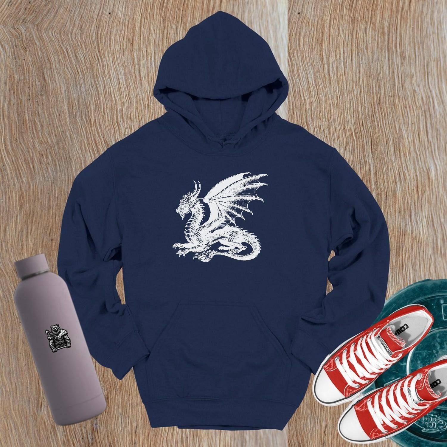 "Men's gym Dragon Hoodie with bold dragon graphic, perfect for workouts and casual wear. Features a comfortable fit for freedom of movement."