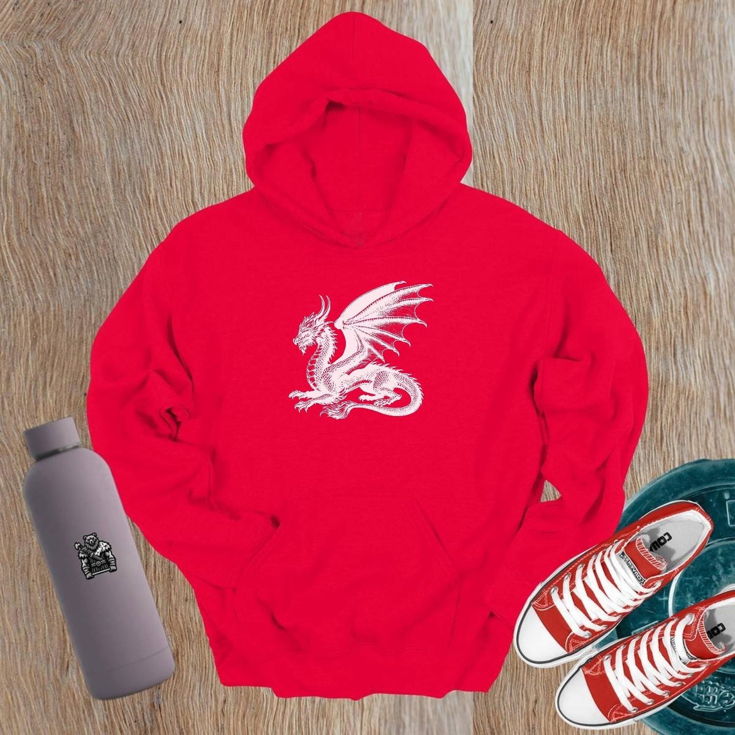 "Men's gym Dragon Hoodie with bold dragon graphic, perfect for workouts and casual wear. Features a comfortable fit for freedom of movement."