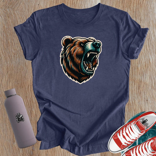 "Fierce women's gym T-shirt featuring a bold bear graphic, symbolizing strength and empowerment for fitness enthusiasts."