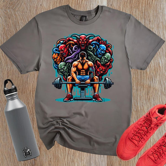 "Dynamic gym T-shirt featuring a powerful beast graphic symbolizing strength and resilience, perfect for fitness enthusiasts to inspire workouts."