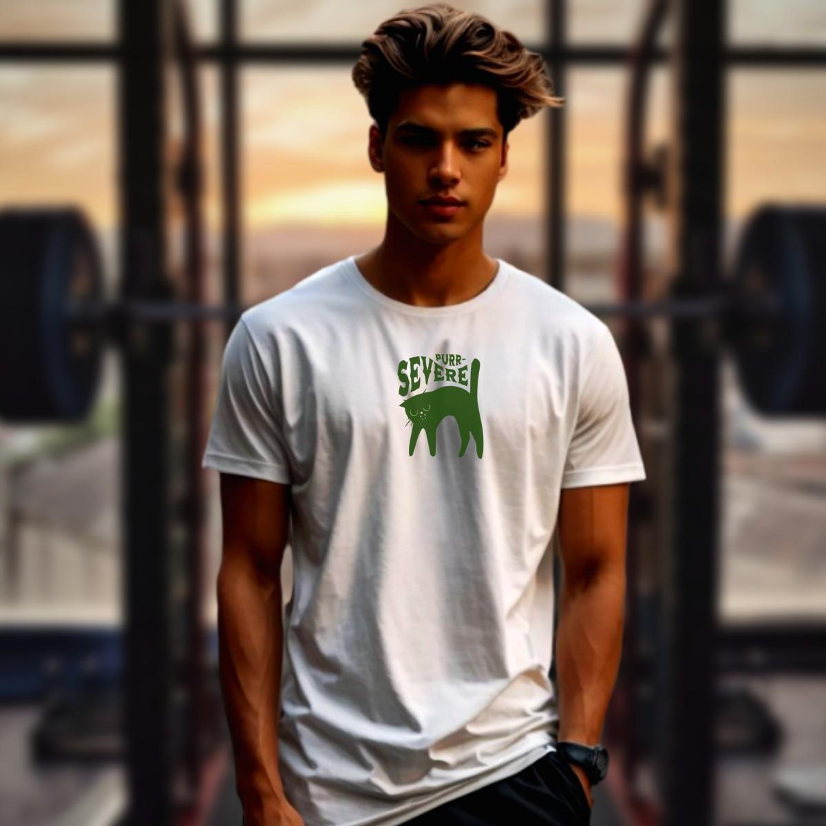 "Fun graphic gym T-shirt featuring a playful cat design, ideal for fitness enthusiasts and cat lovers, adding style to workouts."