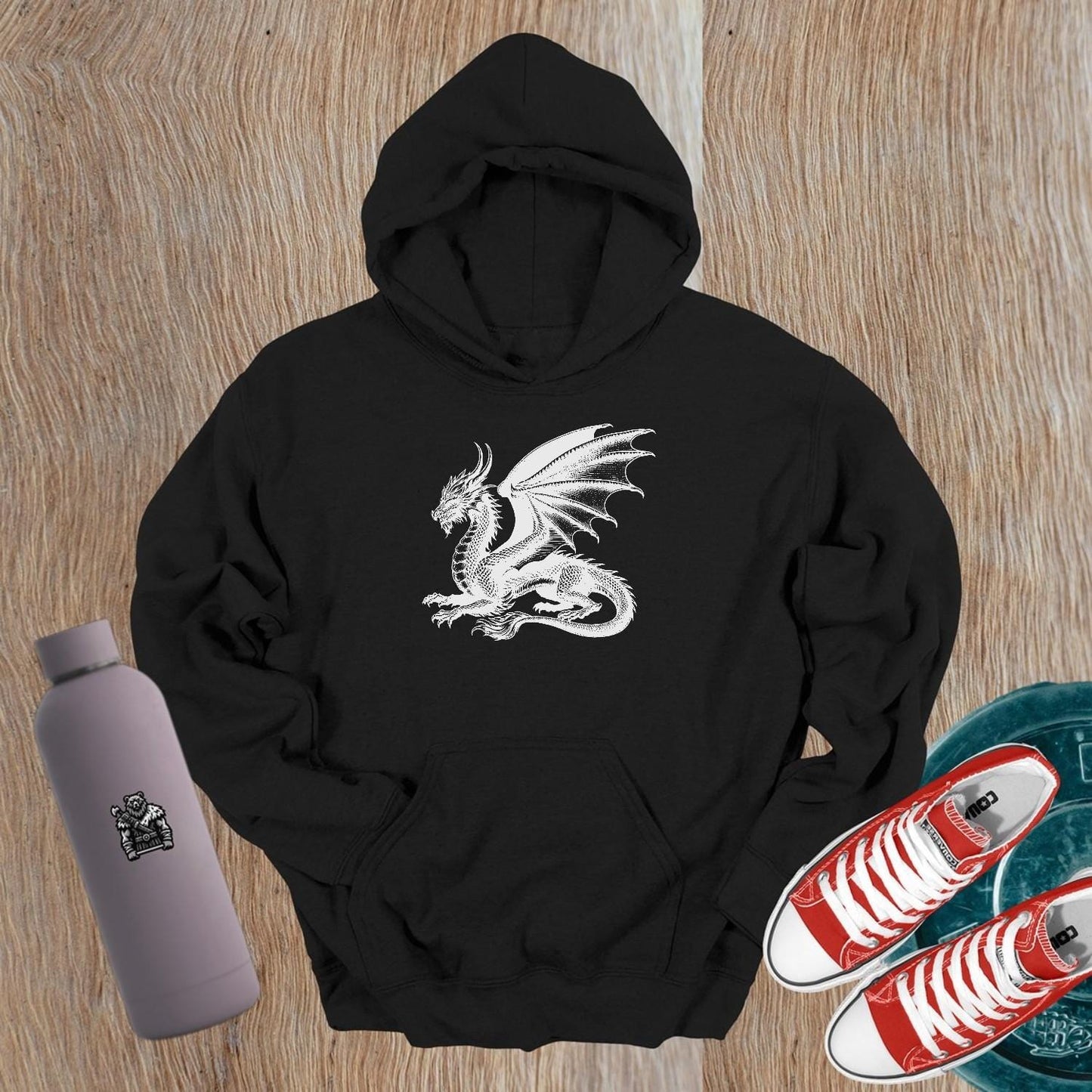 "Men's gym Dragon Hoodie with bold dragon graphic, perfect for workouts and casual wear. Features a comfortable fit for freedom of movement."