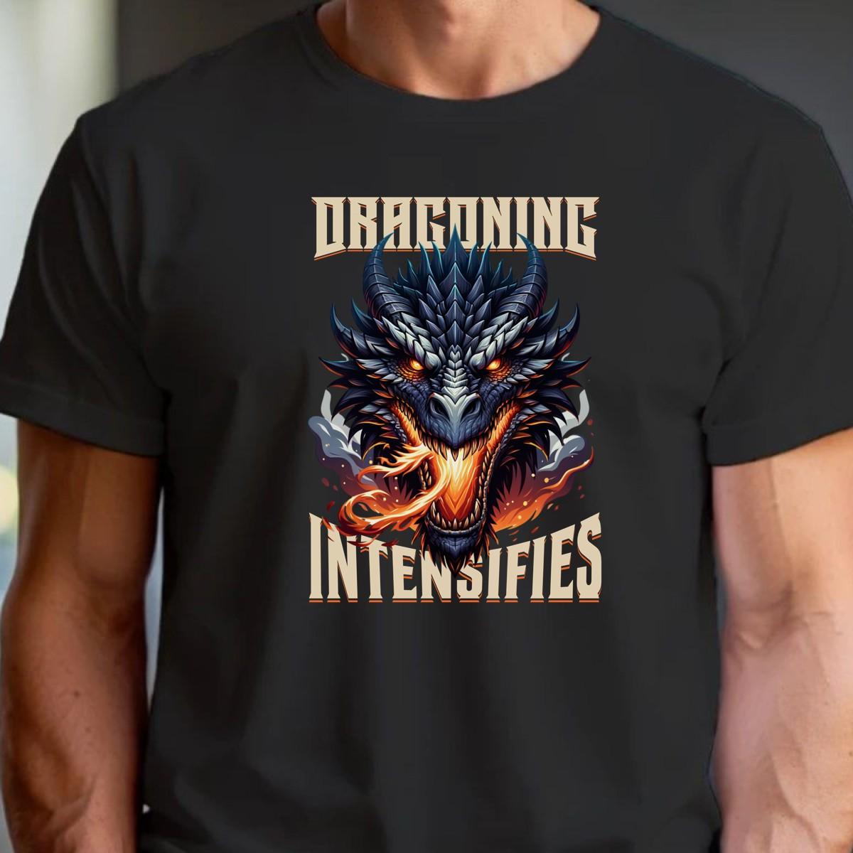 "Fierce graphic T-shirt featuring a fiery dragon design, ideal for gym workouts, showcasing strength, determination, and fitness passion."