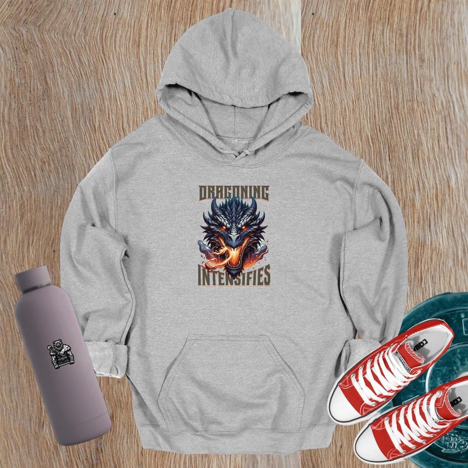 "Electrifying Dragon Hoodie featuring a bold dragon graphic, ideal for gym workouts or casual wear. Unleash your strength!"