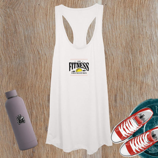 "Vibrant women's gym tank top featuring a playful taco design, perfect for workouts or casual wear. Relaxed fit for easy movement."
