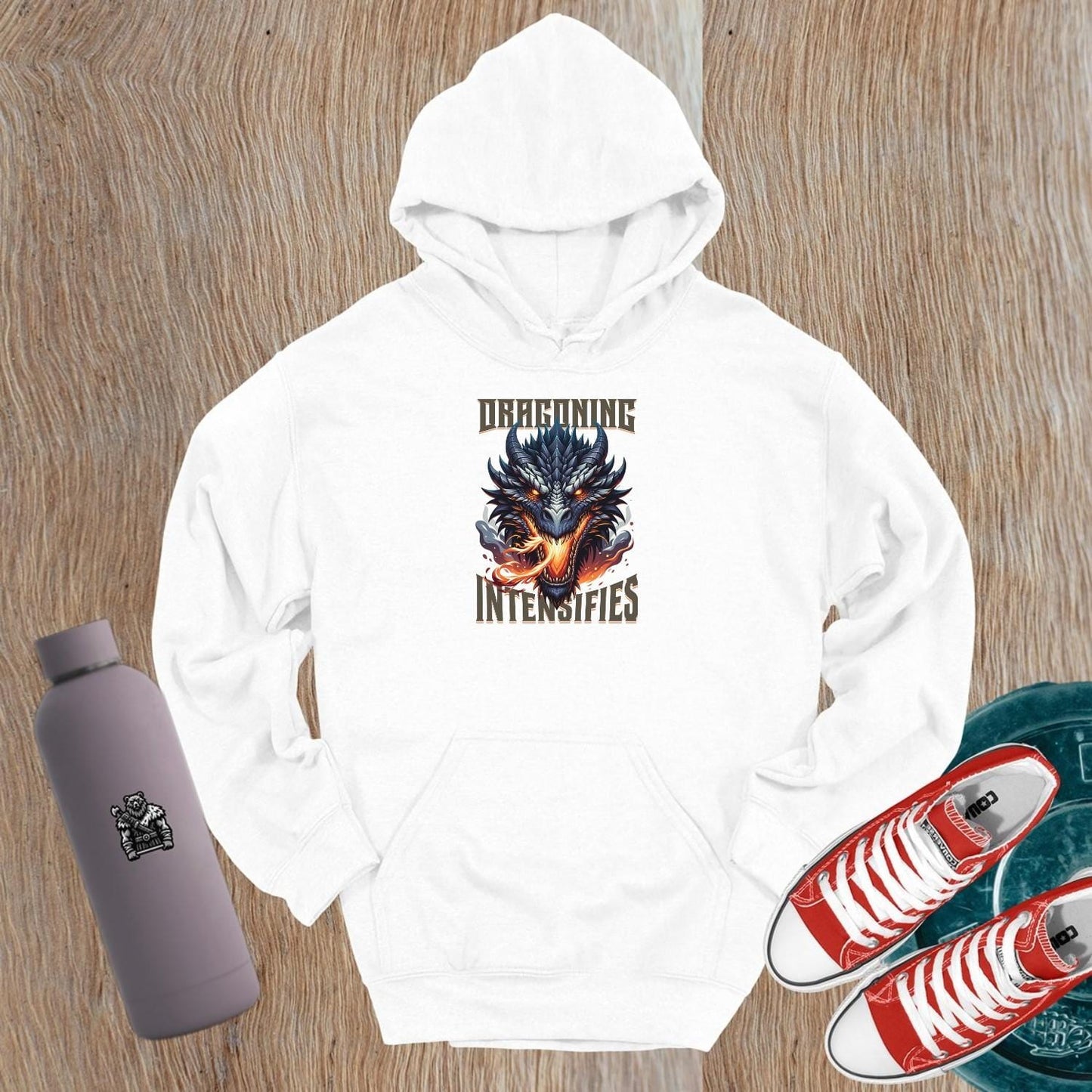 "Electrifying Dragon Hoodie featuring a bold dragon graphic, ideal for gym workouts or casual wear. Unleash your strength!"