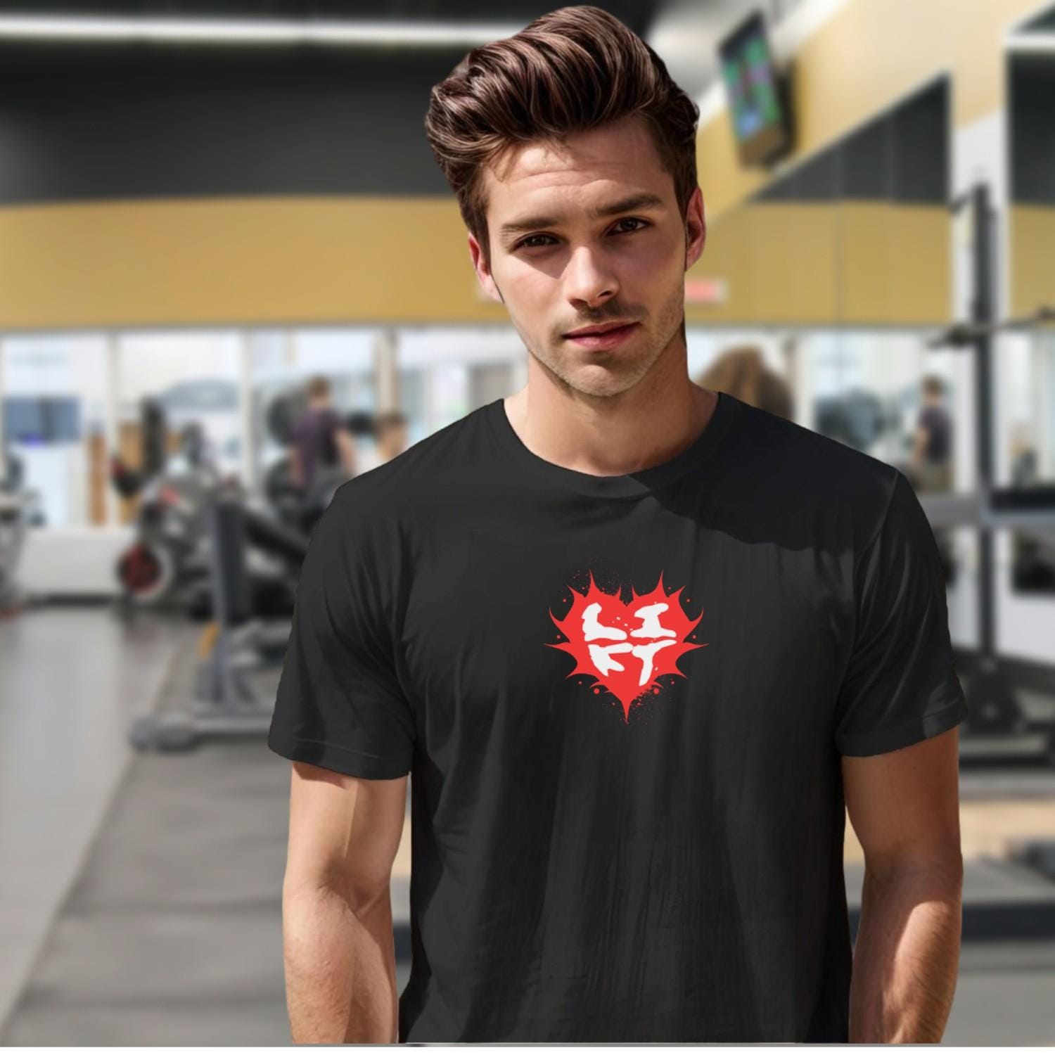 "Stylish gym T-shirt featuring a motivational graphic for fitness enthusiasts, perfect for workouts, running, or casual outings."