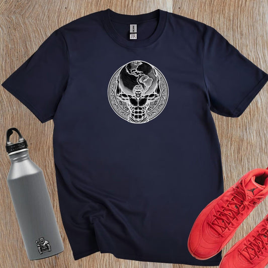 "Gym T-shirt showcasing a bold design that symbolizes strength and resilience, ideal for workouts or casual wear, empowering fitness goals."