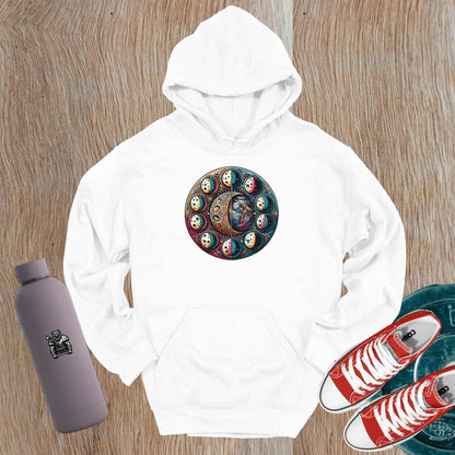 Alt text: "Cosmic Journey Hoodie showcasing a vibrant celestial design in rich colors, perfect for gym wear and stylish casual outings."