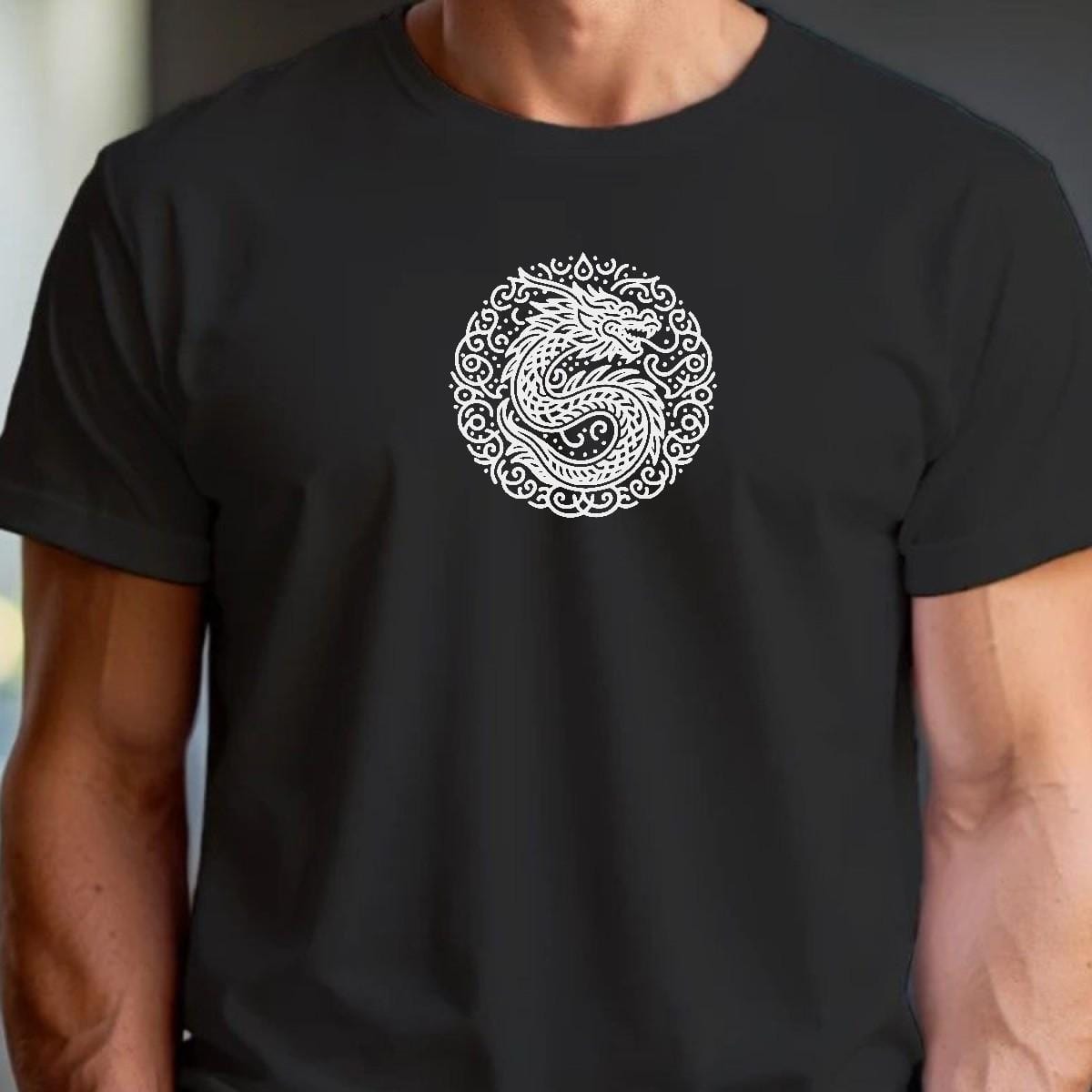 Bold dragon graphic T-shirt for gym enthusiasts, symbolizing strength and resilience. Perfect fit for workouts, showcasing community spirit.