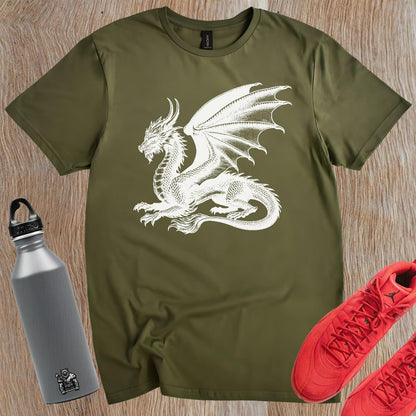 "Epic dragon design T-shirt featuring a fierce graphic, perfect for gym enthusiasts and casual wear, showcasing strength and determination."
