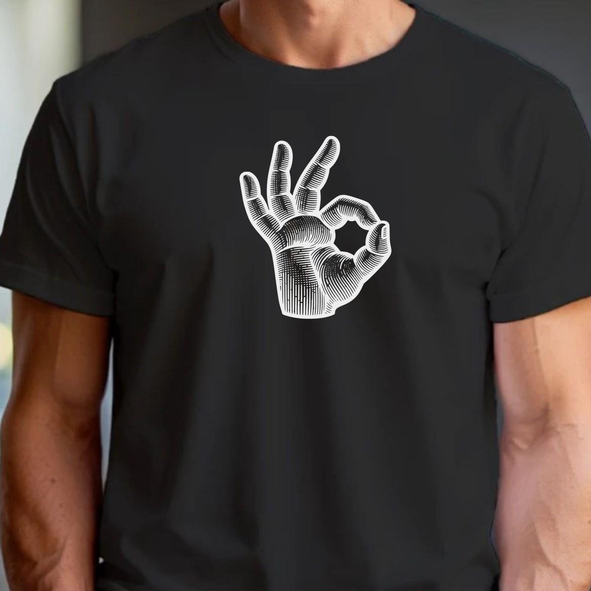 Alt text: "Bold graphic gym t-shirt featuring expressive hand design, perfect for fitness enthusiasts. Motivational workout apparel for lifting, running, and stretching."