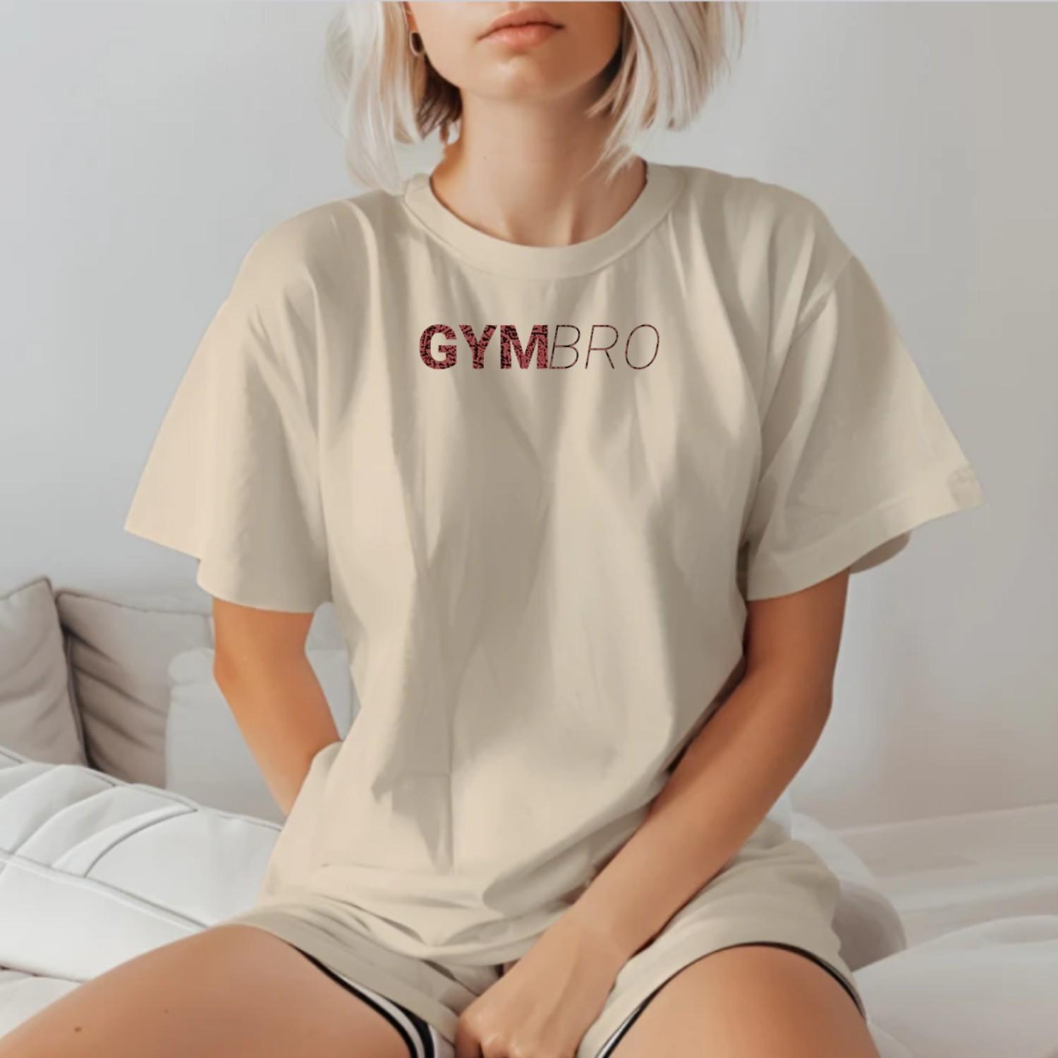 "Bold 'GYMBRO' T-shirt design showcasing strength and motivation, perfect for serious fitness enthusiasts at the gym or casual wear."