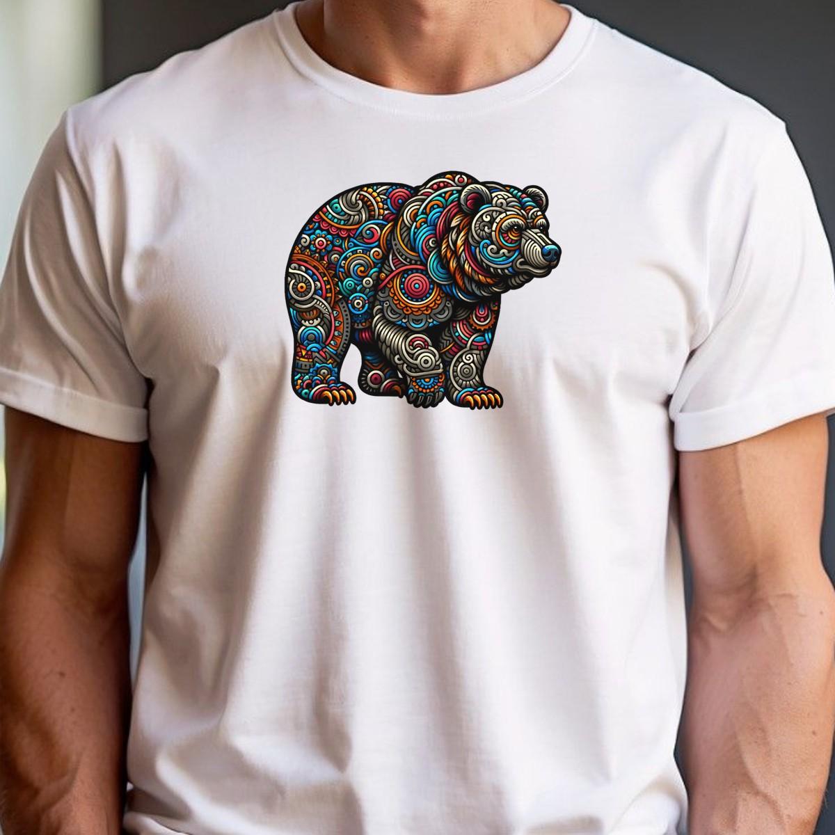 Alt text: "Vibrant Bear Gym T-Shirt featuring an artistic bear design symbolizing strength and resilience, ideal for workouts and fitness enthusiasts."
