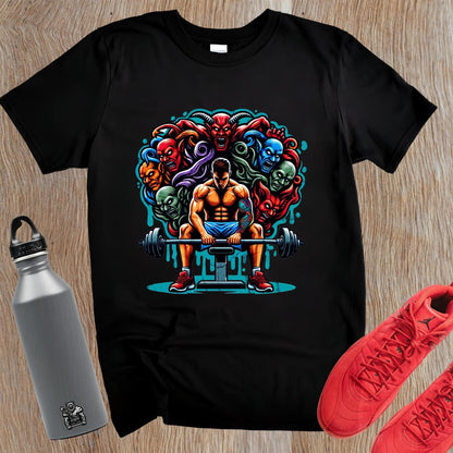 "Dynamic gym T-shirt featuring a powerful beast graphic symbolizing strength and resilience, perfect for fitness enthusiasts to inspire workouts."