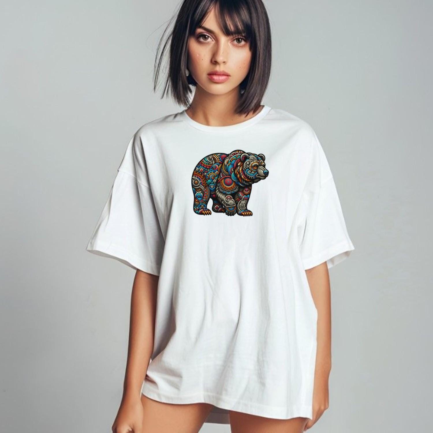 Alt text: "Vibrant Bear Gym T-Shirt featuring an artistic bear design symbolizing strength and resilience, ideal for workouts and fitness enthusiasts."