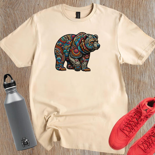 Alt text: "Vibrant Bear Gym T-Shirt featuring an artistic bear design symbolizing strength and resilience, ideal for workouts and fitness enthusiasts."