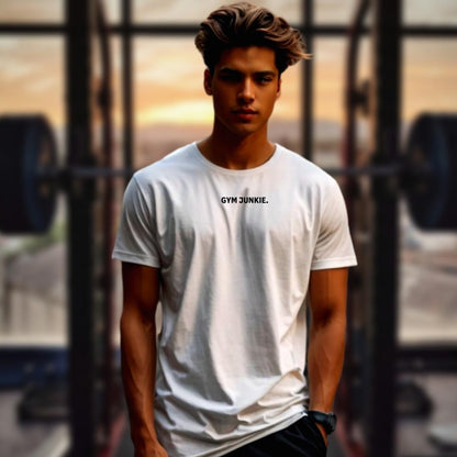 "Bold gym T-shirt with motivational graphic, perfect for workouts. Combines comfort and style for fitness enthusiasts. Elevate fitness!"