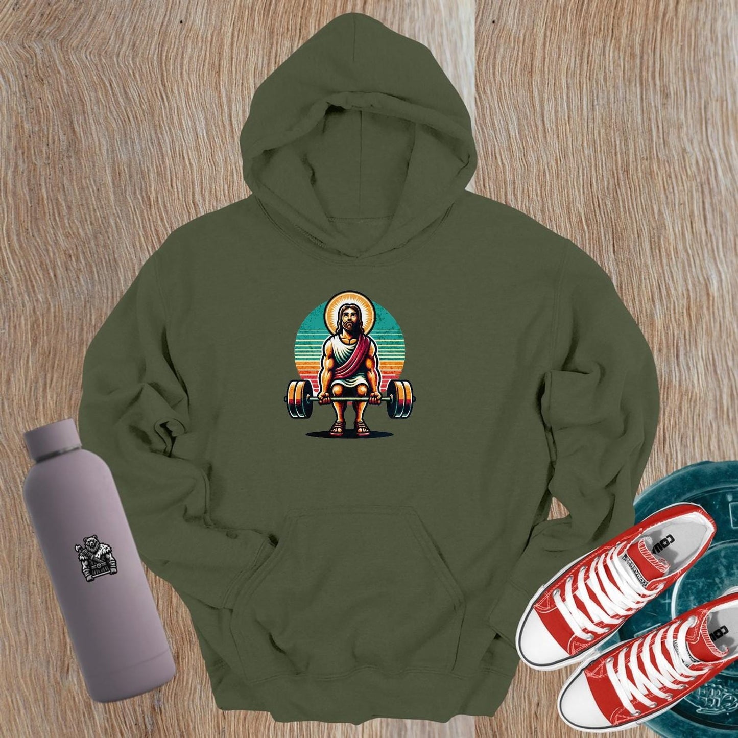 "Stylish gym hoodie featuring a bold fitness design, perfect for workouts or casual wear. Embrace your strength and motivation."