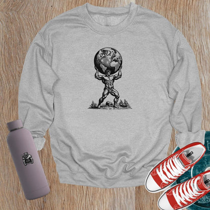 "Men's gym sweatshirt featuring an inspiring strength graphic, designed for comfort and style during workouts or casual wear."