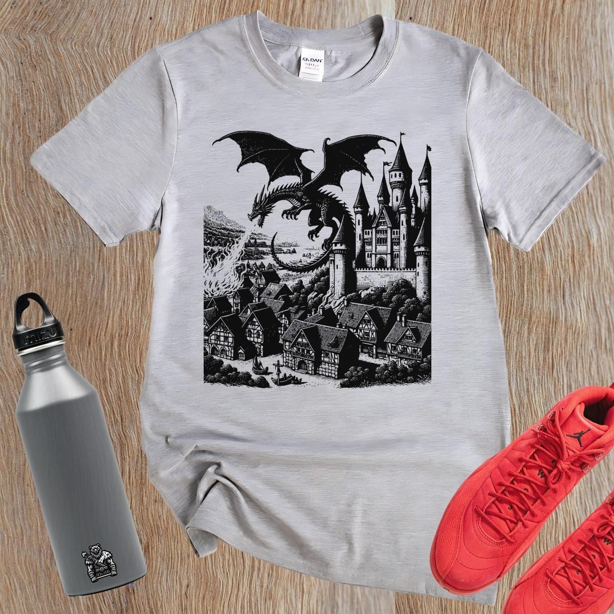"Graphic gym T-shirt featuring a bold motivational design, perfect for fitness enthusiasts. Stylish, comfortable, and versatile wear."