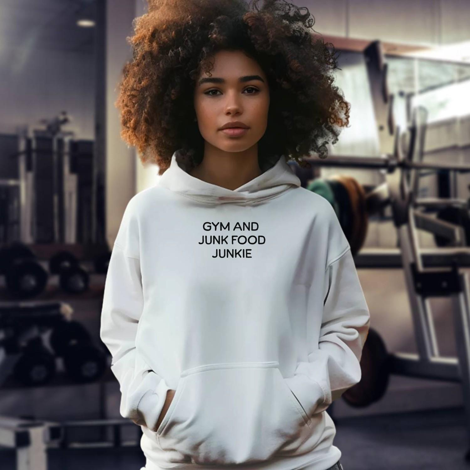"Stylish gym hoodie with bold design, ideal for workouts; relaxed fit for comfort and movement, perfect for fitness and casual wear."