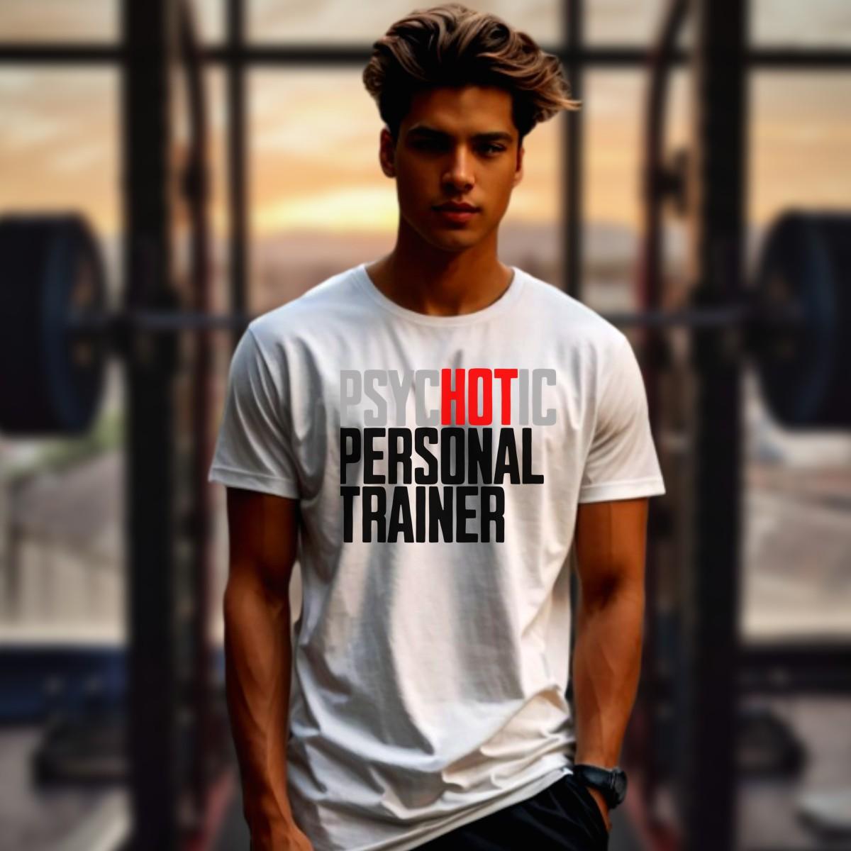 "Bold 'Psychotic' gym T-shirt featuring striking graphics, designed for fitness enthusiasts to showcase determination and confidence."