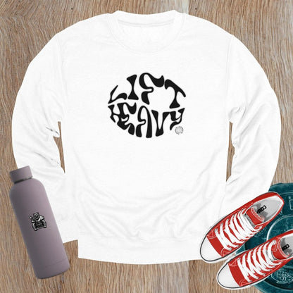 "Stylish gym crewneck sweatshirt with bold graphic design, perfect for workouts and casual outings, showcasing fitness motivation."