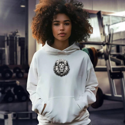 "Stylish Lion Hoodie featuring bold lion graphic, symbolizing strength and resilience, ideal for workouts and casual wear."