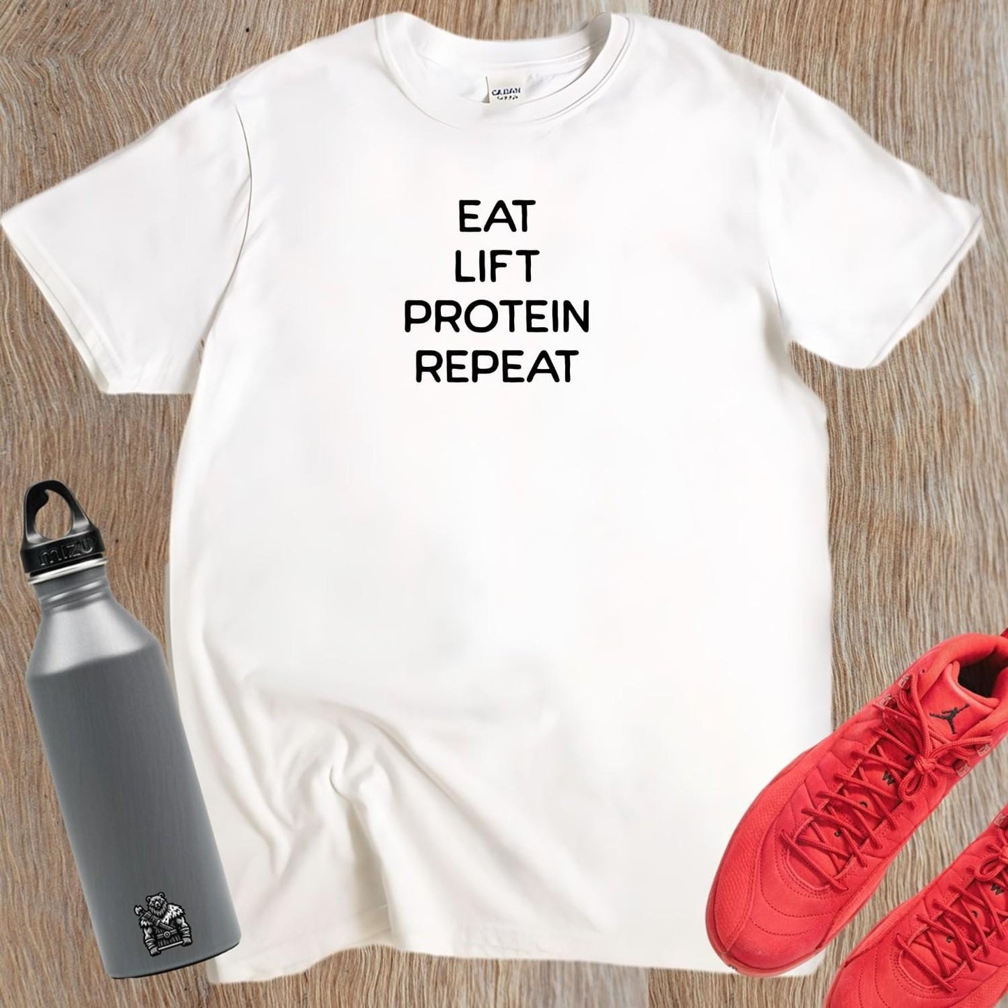 "Dynamic fitness T-shirt featuring an eye-catching logo, perfect for workouts and casual wear. Empower your gym game with style."
