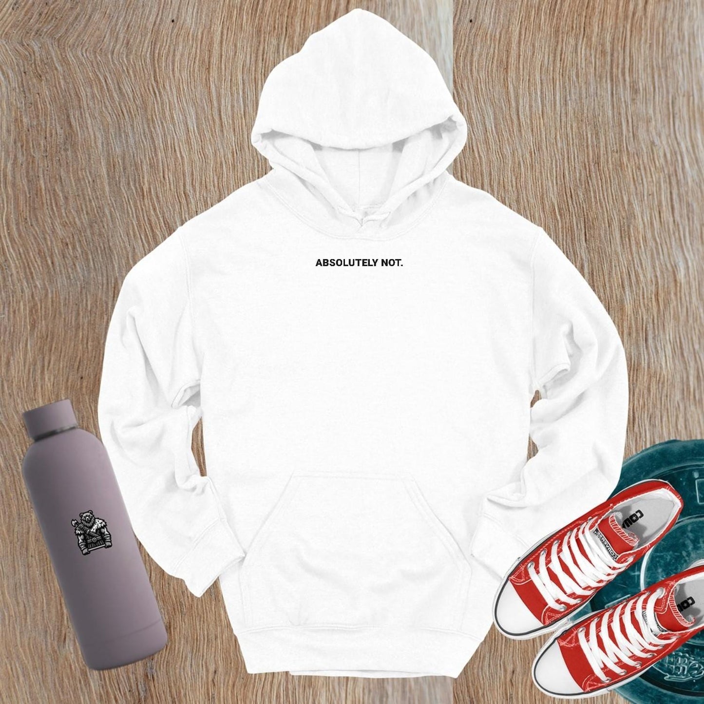 "Bold 'Absolutely Not' gym hoodie with statement print, ideal for workouts and casual wear. Perfect for fitness enthusiasts."